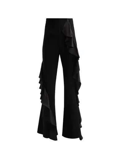 Cinq à Sept Women's Selah Ruffle Satin Pants - Black | Thumbnail 1