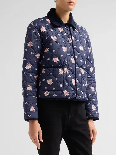 LoveShackFancy Women's Norinda Floral Quilted Jacket - Inkwash - Size XL | Thumbnail 4