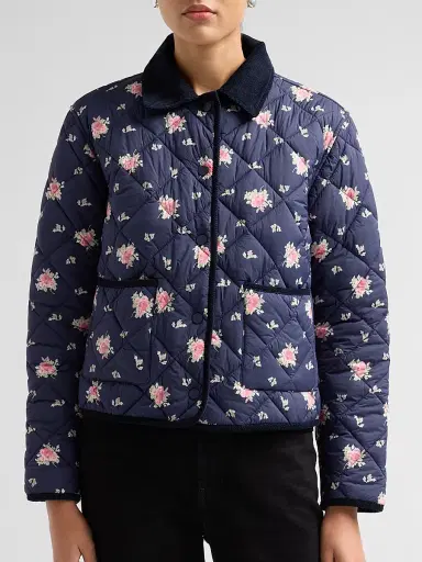LoveShackFancy Women's Norinda Floral Quilted Jacket - Inkwash - Size XL | Thumbnail 5