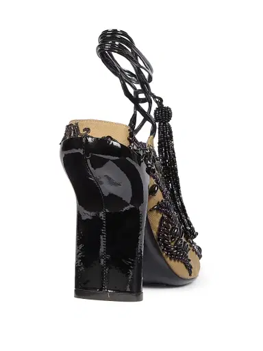 Dries Van Noten Women's Beaded Cotton Canvas Stiletto Mules | Thumbnail 3 Dries Van Noten Women's Beaded Cotton Canvas Stiletto Mules | Thumbnail 3