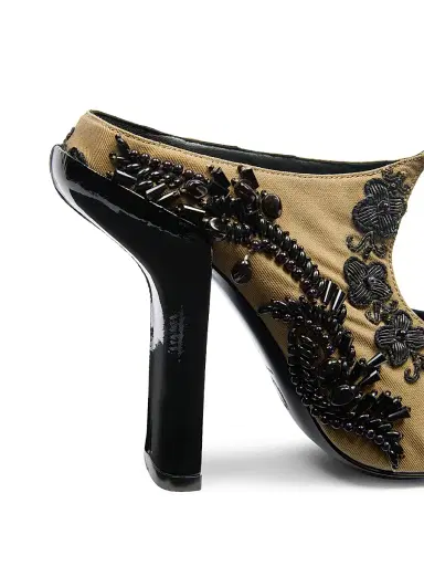 Dries Van Noten Women's Beaded Cotton Canvas Stiletto Mules | Thumbnail 5 Dries Van Noten Women's Beaded Cotton Canvas Stiletto Mules | Thumbnail 5
