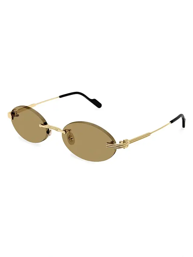Cartier Women's Première de 53MM 24K-Gold-Plated Rimless Oval Sunglasses - Gold Light Brown