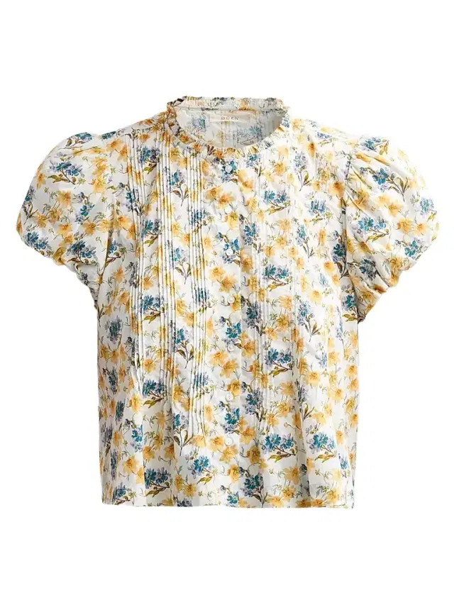 DÔEN Women's Millie Pintuck Cotton Top - Narcissus Bloom