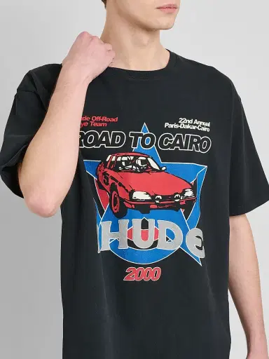 Rhude Men's Road To Cairo Graphic Cotton T-Shirt - Vintage Black Red | Thumbnail 5