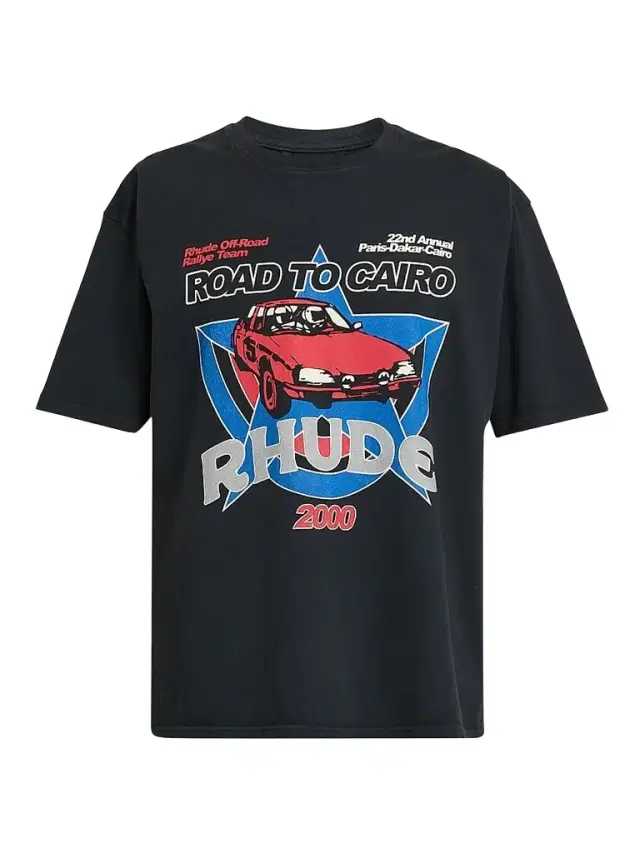 Men's Road To Cairo Graphic Cotton T-Shirt - Vintage Black Red