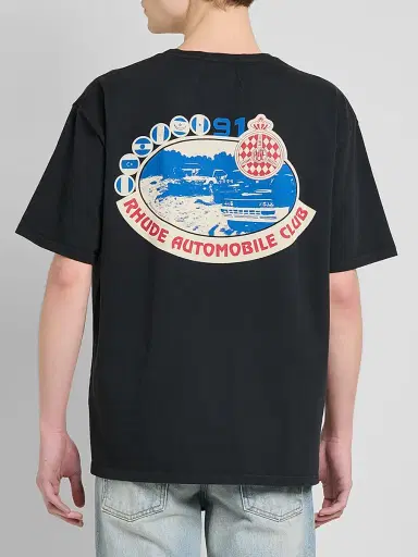 Rhude Men's Automobile Club Logo Cotton T-Shirt - Vintage Black Red | Thumbnail 3