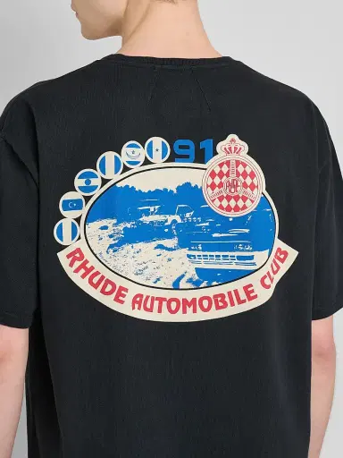 Rhude Men's Automobile Club Logo Cotton T-Shirt - Vintage Black Red | Thumbnail 5