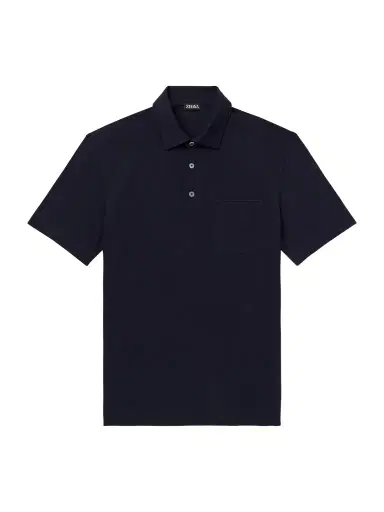 Zegna Leather-Trimmed Cotton-Piqué Polo Shirt - Men | Thumbnail 1 Zegna Leather-Trimmed Cotton-Piqué Polo Shirt - Men | Thumbnail 1