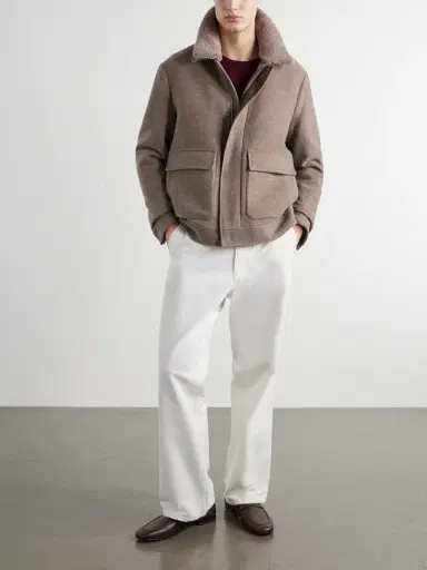 Canali Shearling-Trimmed Wool and Cashmere-Blend Bomber Jacket - Men | Thumbnail 2