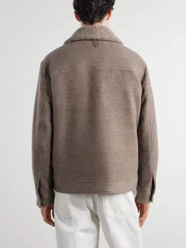 Canali Shearling-Trimmed Wool and Cashmere-Blend Bomber Jacket - Men | Thumbnail 4