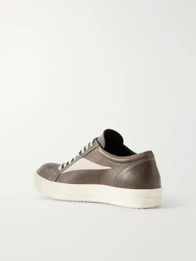 Rick Owens Vintage Sneaks Suede-Trimmed Full-Grained Leather Sneakers - Men | Thumbnail 4