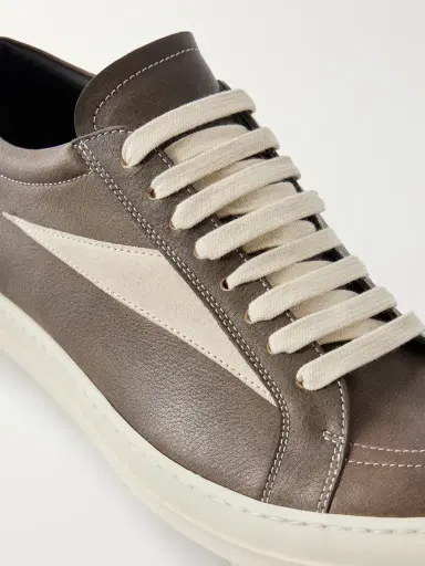 Rick Owens Vintage Sneaks Suede-Trimmed Full-Grained Leather Sneakers - Men | Thumbnail 5