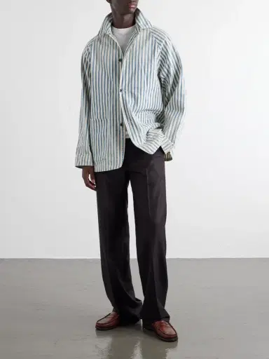 KAPITAL Logo-Appliquéd Striped Cotton-Twill Overshirt - Men | Thumbnail 2