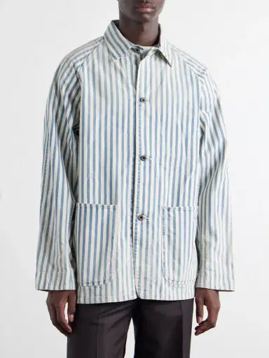 KAPITAL Logo-Appliquéd Striped Cotton-Twill Overshirt - Men | Thumbnail 3