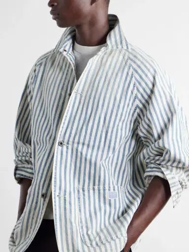 KAPITAL Logo-Appliquéd Striped Cotton-Twill Overshirt - Men | Thumbnail 5