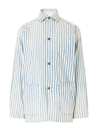 KAPITAL Logo-Appliquéd Striped Cotton-Twill Overshirt - Men | Thumbnail 1
