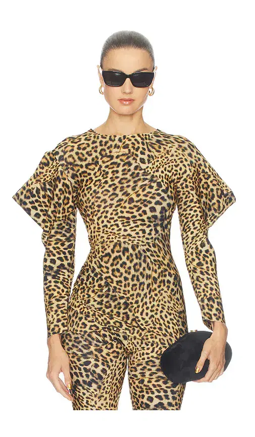 Norma Kamali Wing Sleeve Side Drape Top