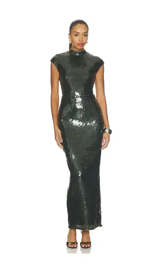 ROTATE Sequins Maxi Train Dress