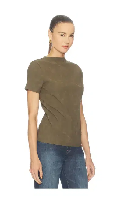 Hudson Jeans Faux Suede Short Sleeve Ruched Top | Thumbnail 2