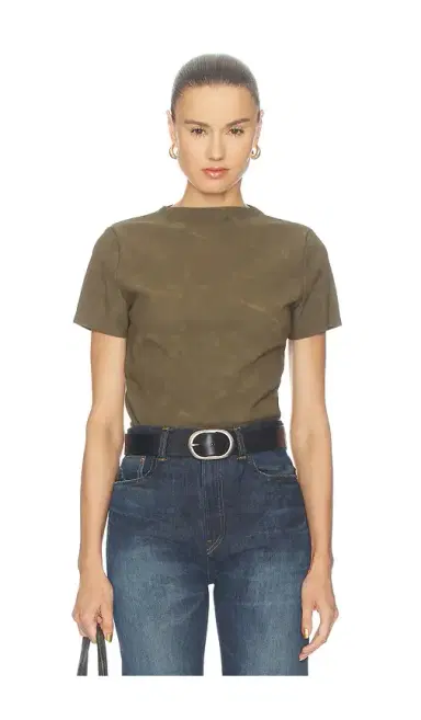 Hudson Jeans Faux Suede Short Sleeve Ruched Top | Thumbnail 1