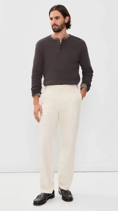 Vince Cotton Rib Henley Shirt Arabica | Thumbnail 5 Vince Cotton Rib Henley Shirt Arabica | Thumbnail 5