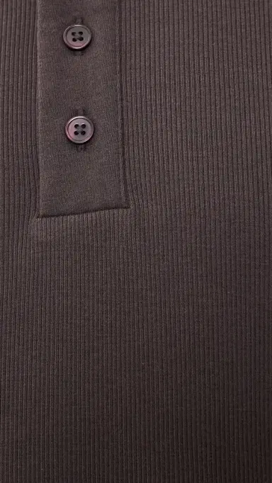 Vince Cotton Rib Henley Shirt Arabica | Thumbnail 6 Vince Cotton Rib Henley Shirt Arabica | Thumbnail 6