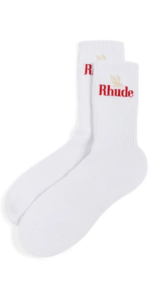 Rhude Rossa Logo Socks White/Red/Tan One Size