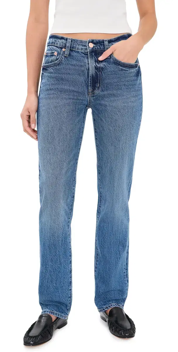 Pistola Aleks Mid Rise Straight Long Jeans Sea Salt
