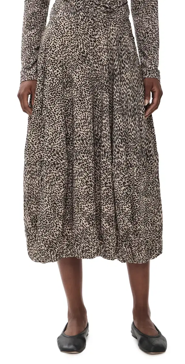 Sea Charlize Print Bubble Midi Skirt Cream