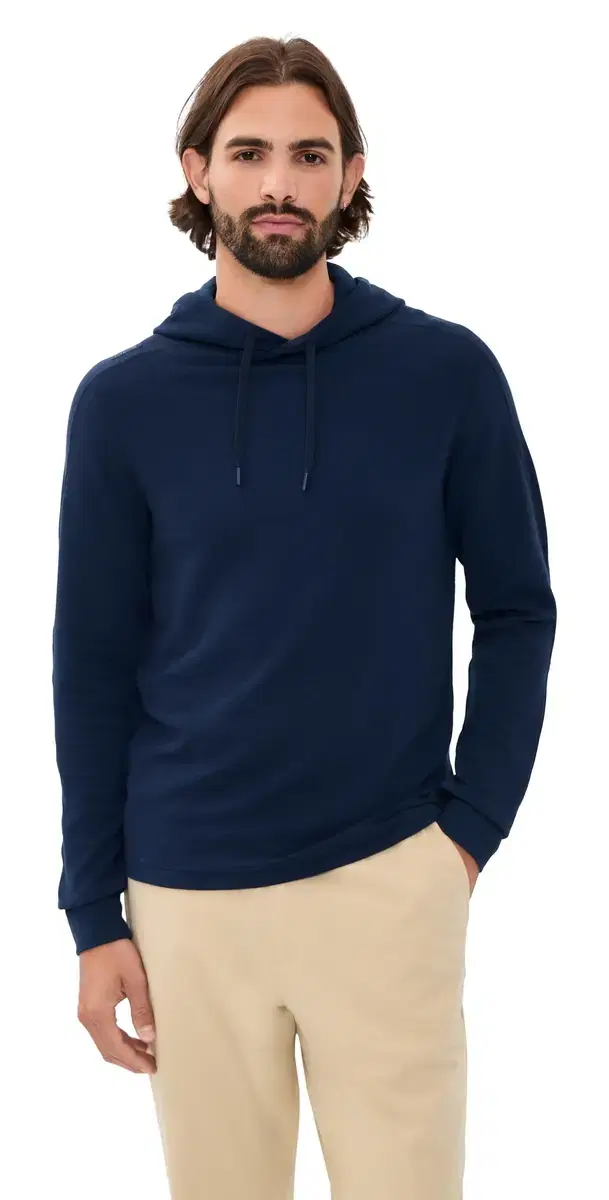 RLX Ralph Lauren Long Sleeve Tech Waffle Knit Hoodie Refined Navy L