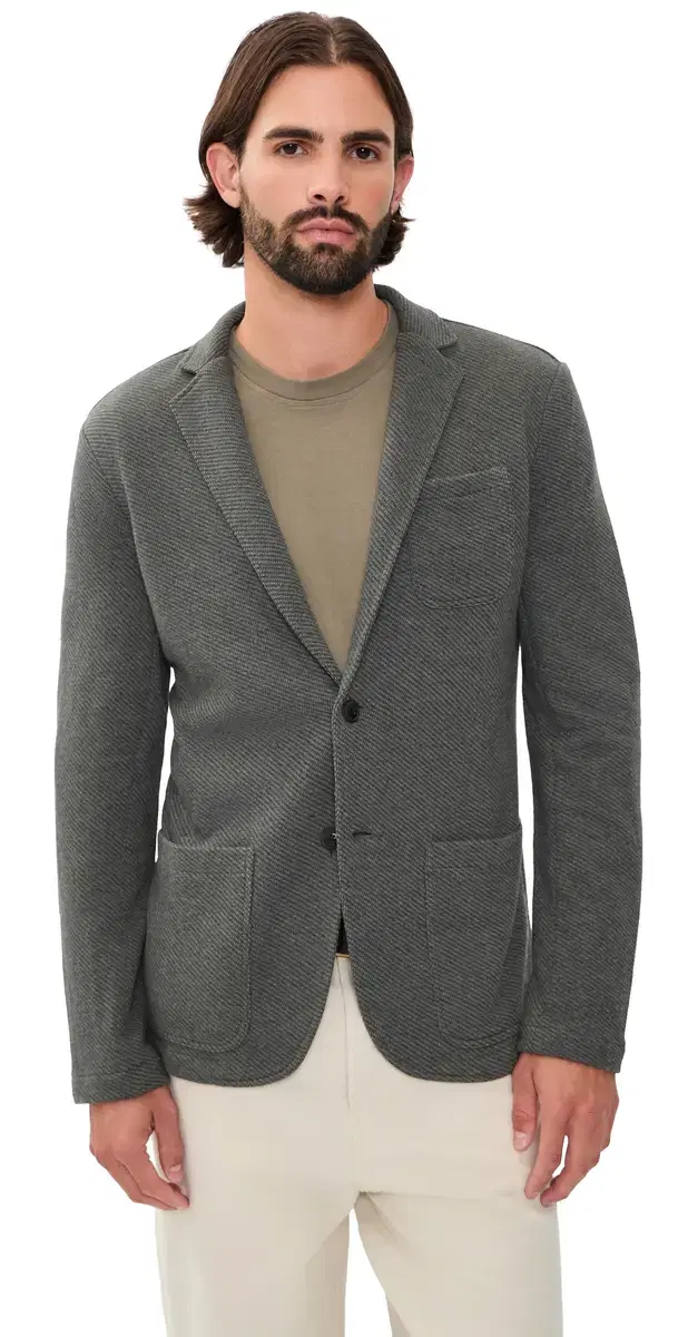 Faherty Inlet Knit Blazer Olive Charcoal elange