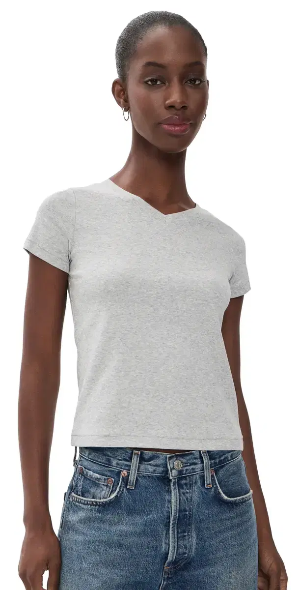 DL1961 hrunken V-Neck Tee Heather Grey