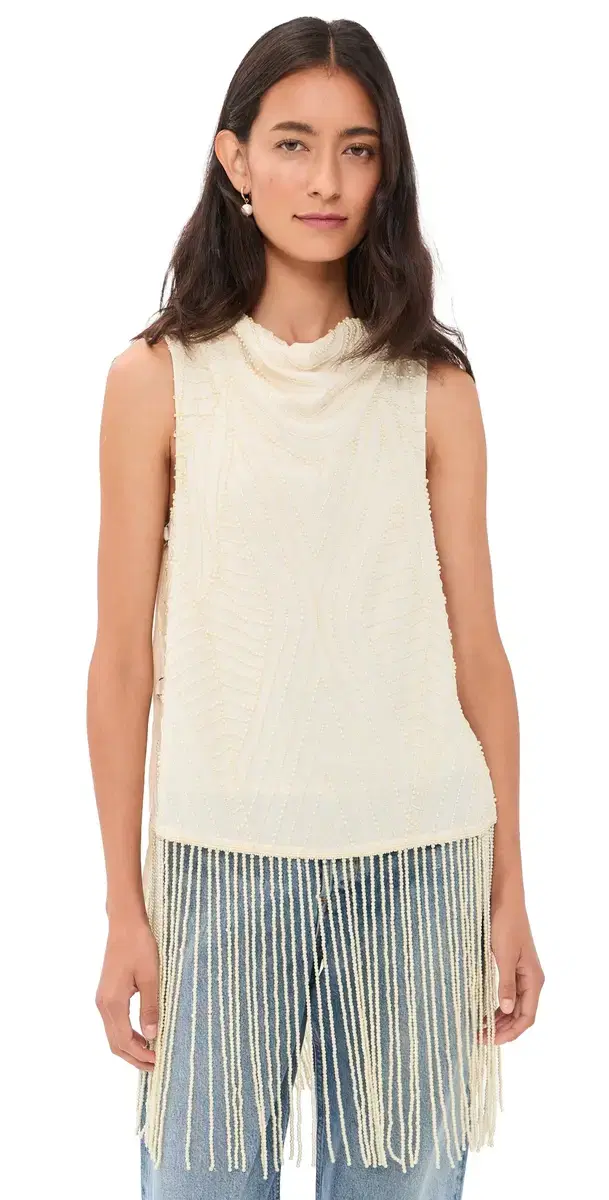 Sea Carlotta Fringe Top Cream