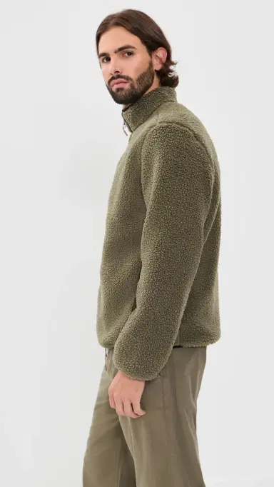 Beyond Yoga Boucle Fleece Zip Jacket ush Olive | Thumbnail 4