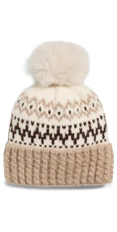 Hat Attack Fair Isle Knit Beanie /Taupe Combo One Size | Thumbnail 1 Hat Attack Fair Isle Knit Beanie /Taupe Combo One Size | Thumbnail 1