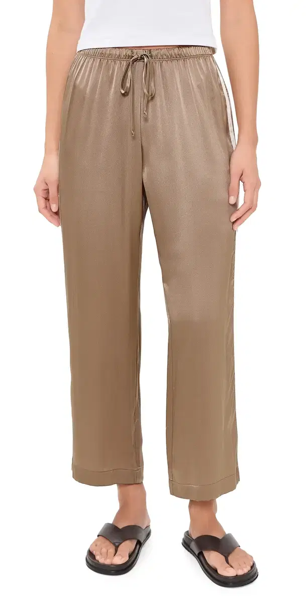 DONNI. The Silk Stripe Crop Pants Shitake/Creme