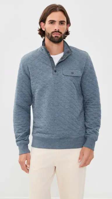 Faherty Epic Quilted Pullover Crystal Creek Heather | Thumbnail 2 Faherty Epic Quilted Pullover Crystal Creek Heather | Thumbnail 2