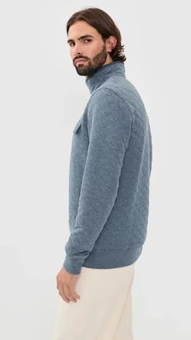 Faherty Epic Quilted Pullover Crystal Creek Heather | Thumbnail 4 Faherty Epic Quilted Pullover Crystal Creek Heather | Thumbnail 4