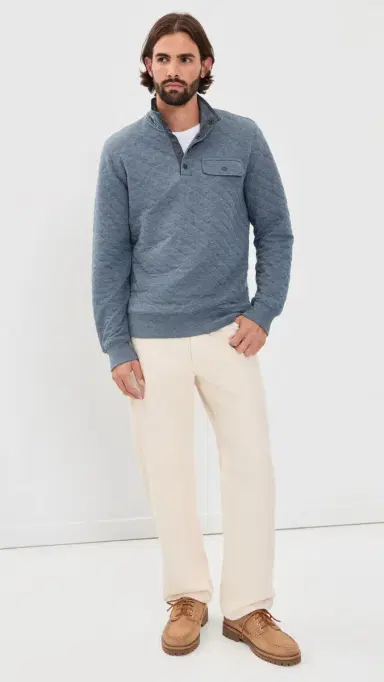 Faherty Epic Quilted Pullover Crystal Creek Heather | Thumbnail 5 Faherty Epic Quilted Pullover Crystal Creek Heather | Thumbnail 5