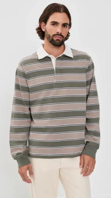 Joe's Jeans Long Sleeve Rugby Shirt Tea Leaf Multi | Thumbnail 2