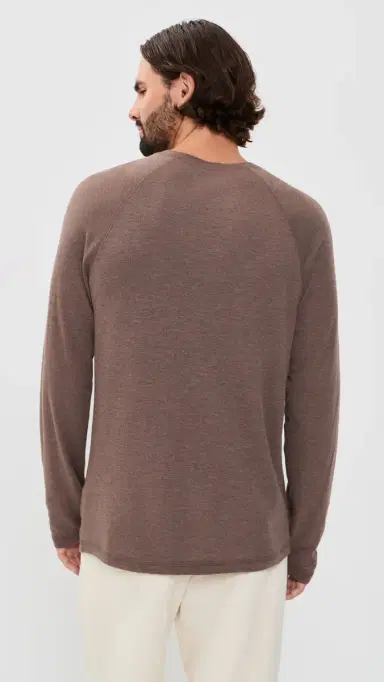Faherty Cloud Henley Tee Brown Woods Heather | Thumbnail 3