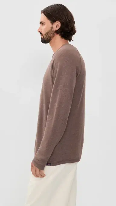 Faherty Cloud Henley Tee Brown Woods Heather | Thumbnail 4