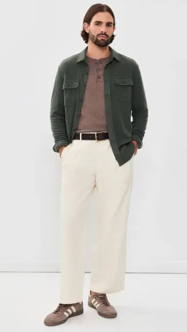 Faherty Cloud Henley Tee Brown Woods Heather | Thumbnail 5