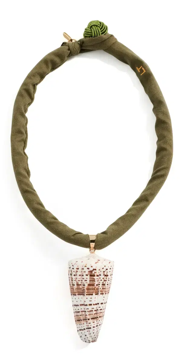 Logan Tay Cone Shell Necklace Green One Size