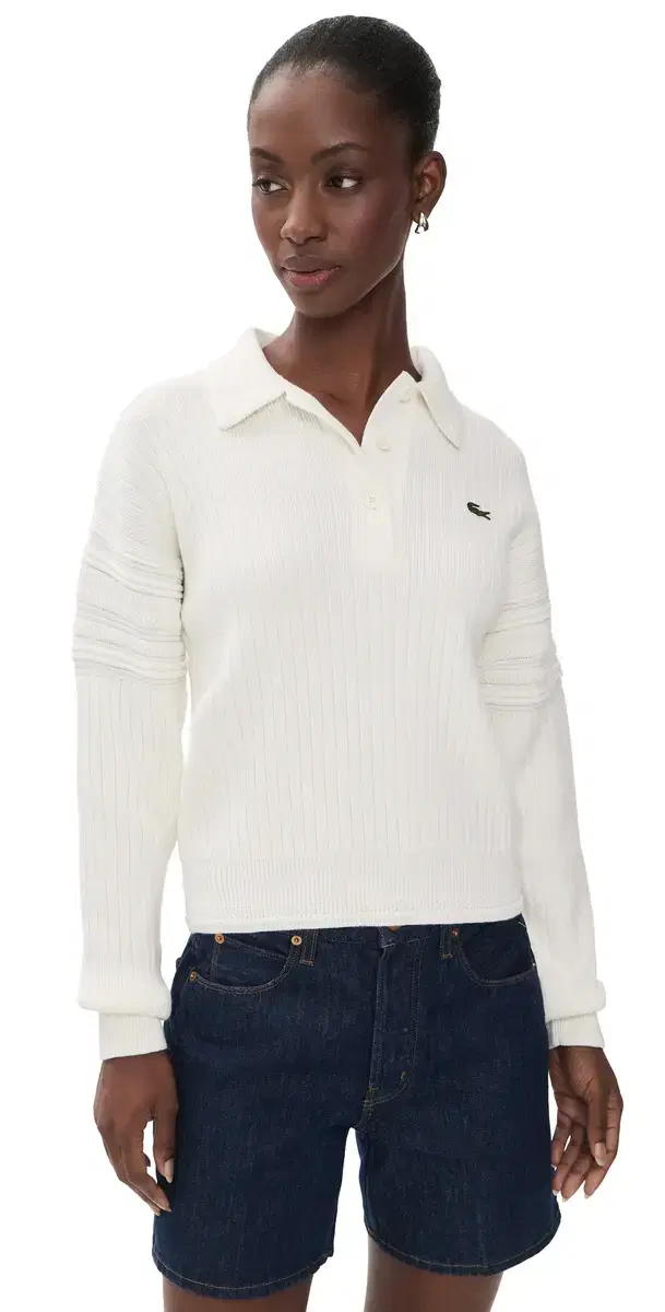 Lacoste Long Sleeve Polo Sweater Flour