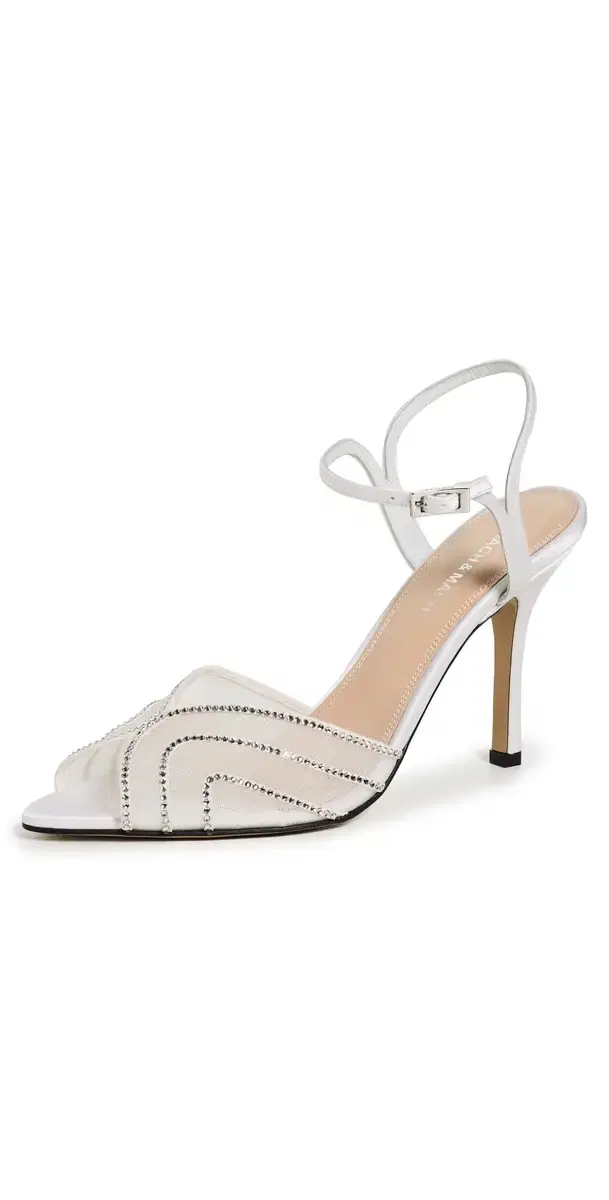 Mach & Mach Rainbow Trim Satin Sandals White