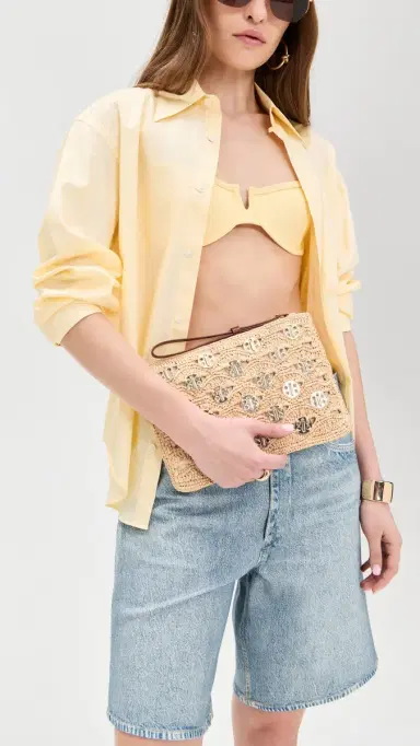 Rabanne Pouch in Raffia | Thumbnail 3