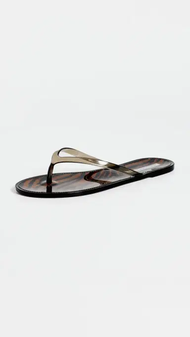 Black Suede Studio Crystal Jelly Flip Flops Brown Zebra/Black | Thumbnail 2