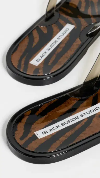 Black Suede Studio Crystal Jelly Flip Flops Brown Zebra/Black | Thumbnail 4