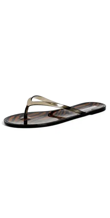 Black Suede Studio Crystal Jelly Flip Flops Brown Zebra/Black | Thumbnail 1